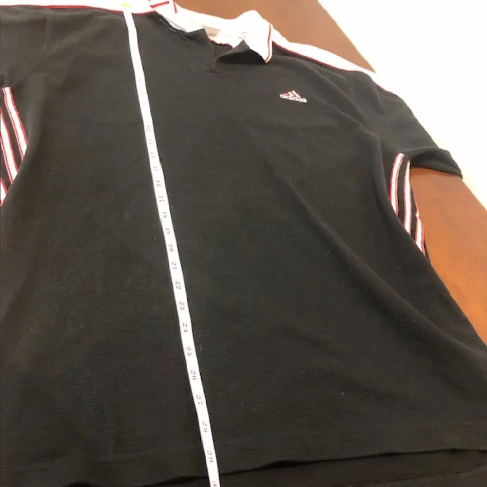 Adidas Vintage Black White Red Polo Shirt Size XXL.